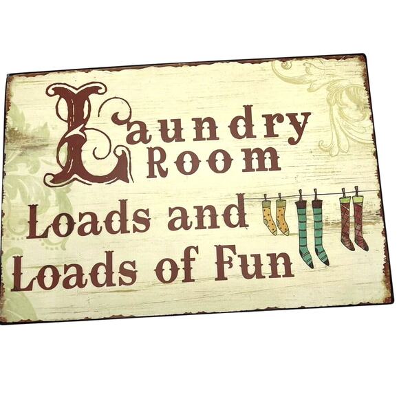 LAUNDRY ROOM wall sign art 9.5x14 Vintage Look Rustic Metal Retro Hobby Lobby - Picture 1 of 4
